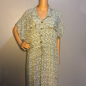 Lucky Brand Geometric Green Maxi Flowy Dress